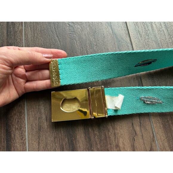 Pink Dolphin Duck Canvas Teal Colorful Embroidered Speed Boats Adjustable Belt - Picture 7 of 11